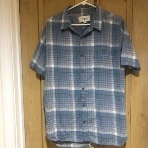Blue and White Plaid Button Down Shirt